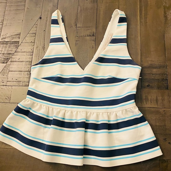 Zara Striped Peplum Top Size S - Picture 4 of 10